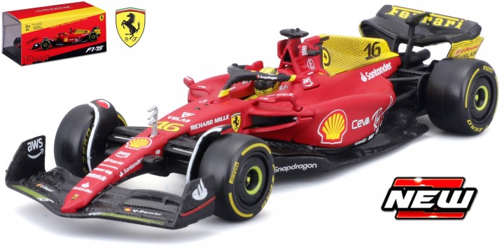 Model Scuderia Ferrari F1-75 BBurago 2nd Charles Leclerc Monza 2022 1:43 Signature