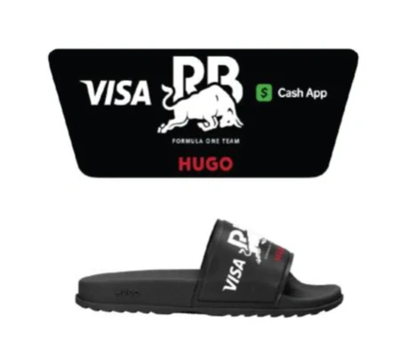 Černé pantofle Visa Cash App RB s logem