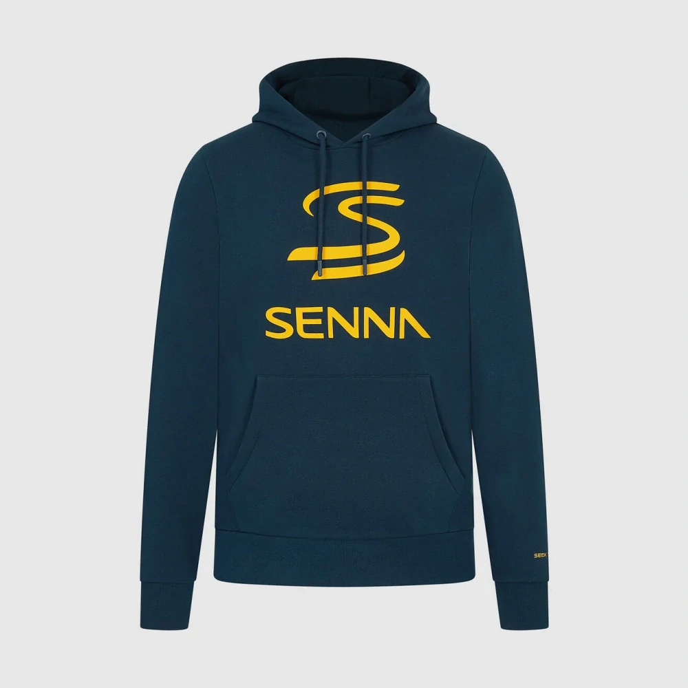 Fanouškovská mikina s kapucí Ayrton Senna tmavě modrá