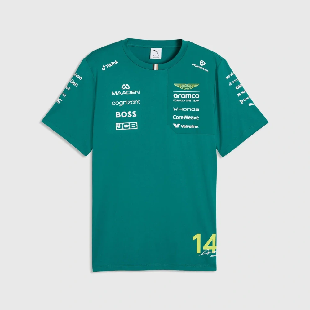 Tričko Fernando Alonso - Aston Martin F1 s logy sponzorů - týmová edice - M