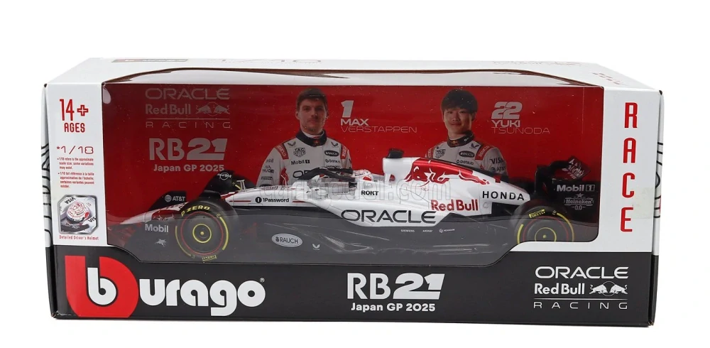 Model Red Bull F1 RB21 BBurago #1 Max Verstappen 2025 winner Japan GP 1:18