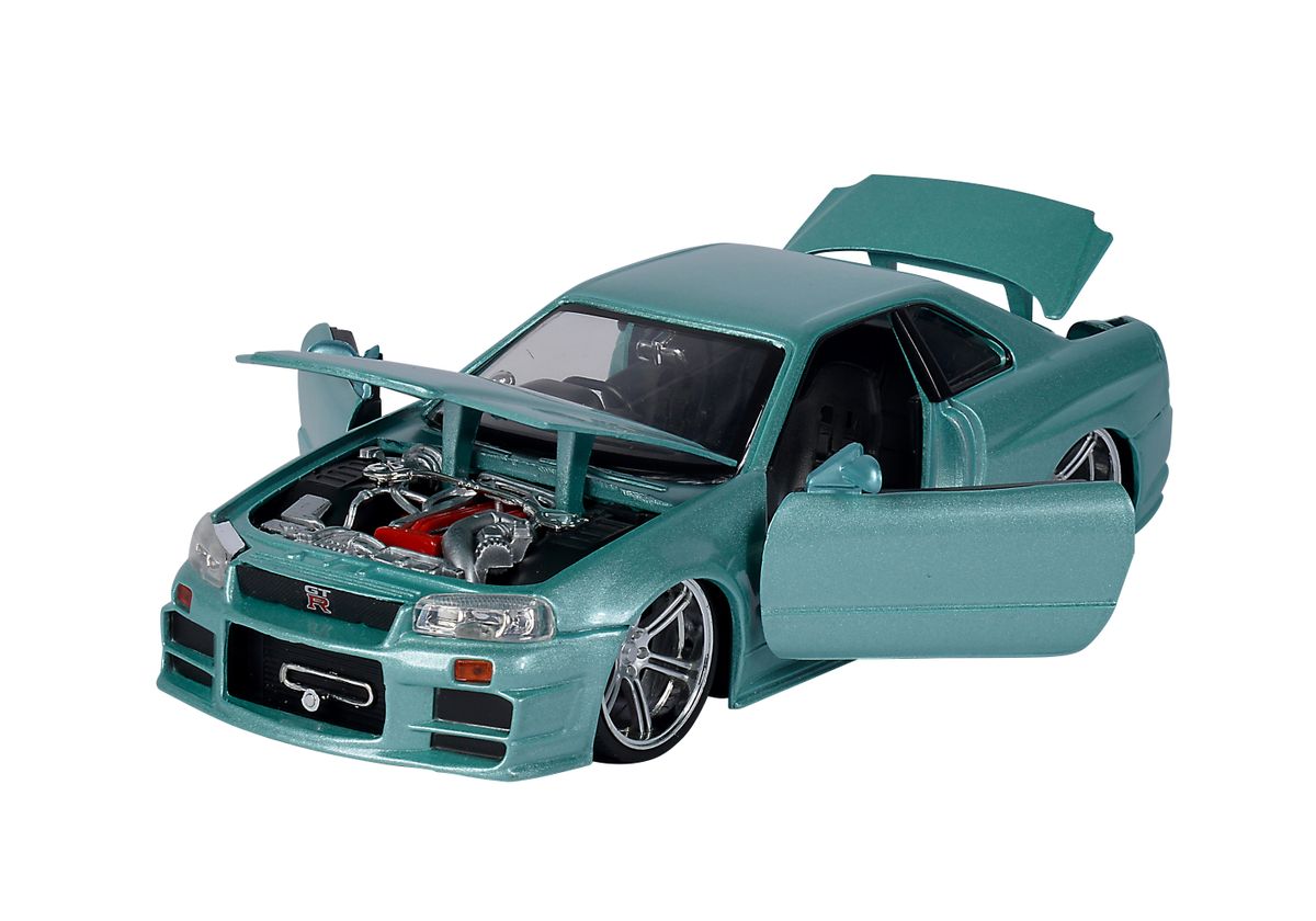 Model Rychle a Zběsile Nissan Skyline GT-R34 - Brian's 2002 Grey 1:24