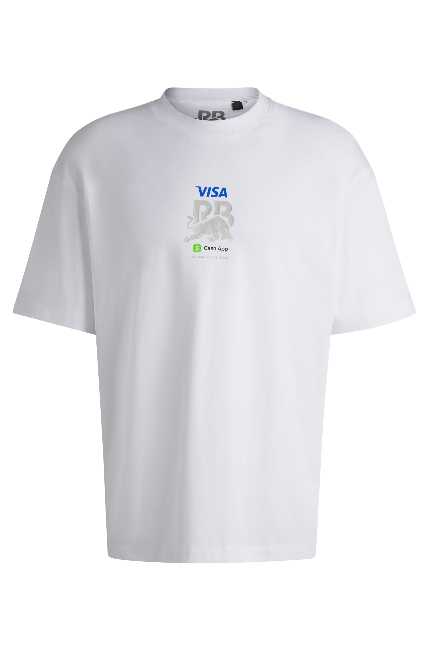 Volnočasové tričko HUGO - Visa Cash App RB bílé oversize - XXL