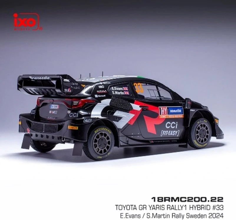 Model IXO Toyota Yaris GR Rally Švédsko 2024 E.Evans -Martin 1:18