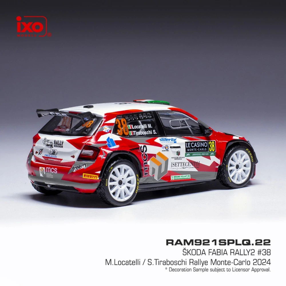 Model IXO Škoda Fabia Rally2 2024 N.38 M. Locatelli - Rally Monte Carlo 1:43