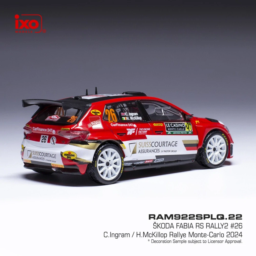 Model IXO Škoda Fabia Rally2 2024 N.26 C. Ingram - Rally Monte Carlo 1:43