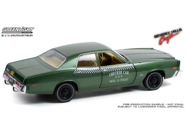 Model Greenlight Plymouth Fury Checker Cab 069 WO. 3-7000 *Beverly Hills Cop 1984* 1:18