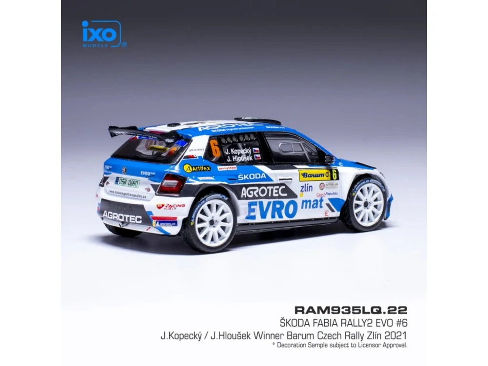 Model IXO Škoda Fabia Rally2 EVO, Barum Rallye Zlín, 2021, #6, Kopecký - Hloušek 1:43 Kopecký 1:43 