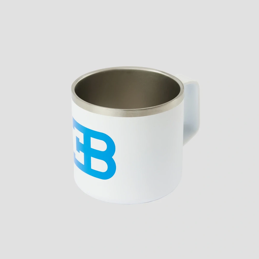 Bílý hrnek Bugatti s logem