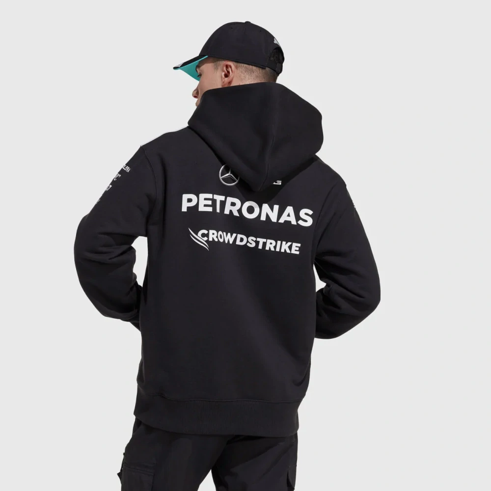 Týmová mikina Adidas - Mercedes AMG Petronas F1 černá s logy sponzorů