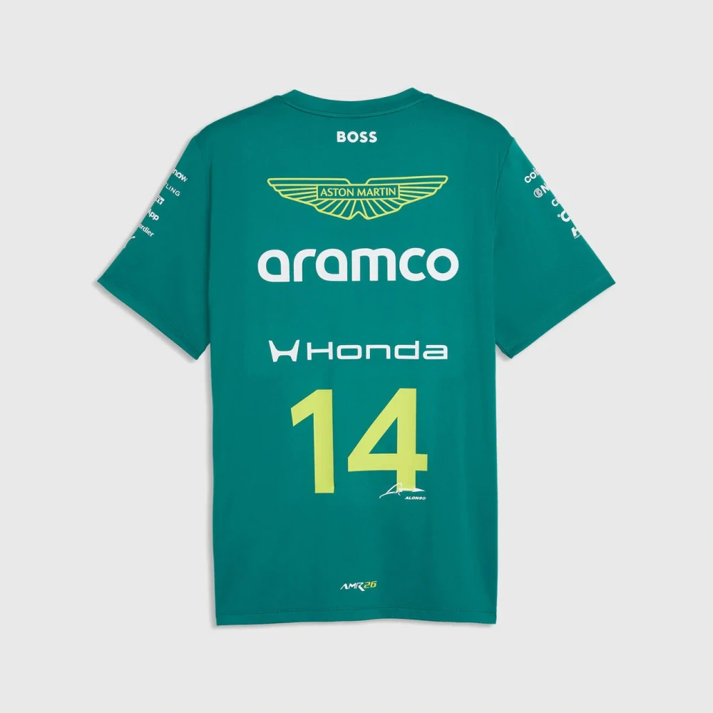 Tričko Fernando Alonso - Aston Martin F1 s logy sponzorů - týmová edice - M