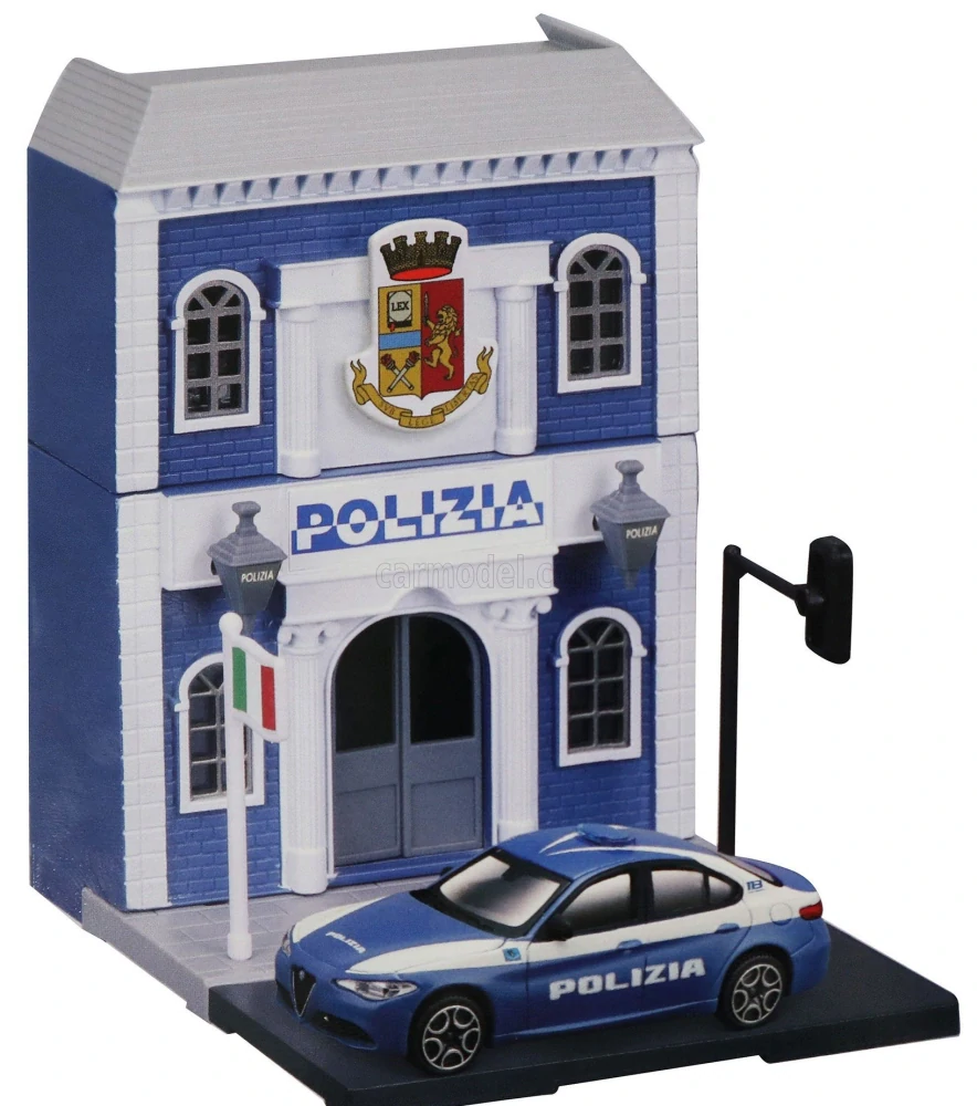 Model Alfa Romeo Giulia Polizia 1:43 + stavebnice policejní stanice