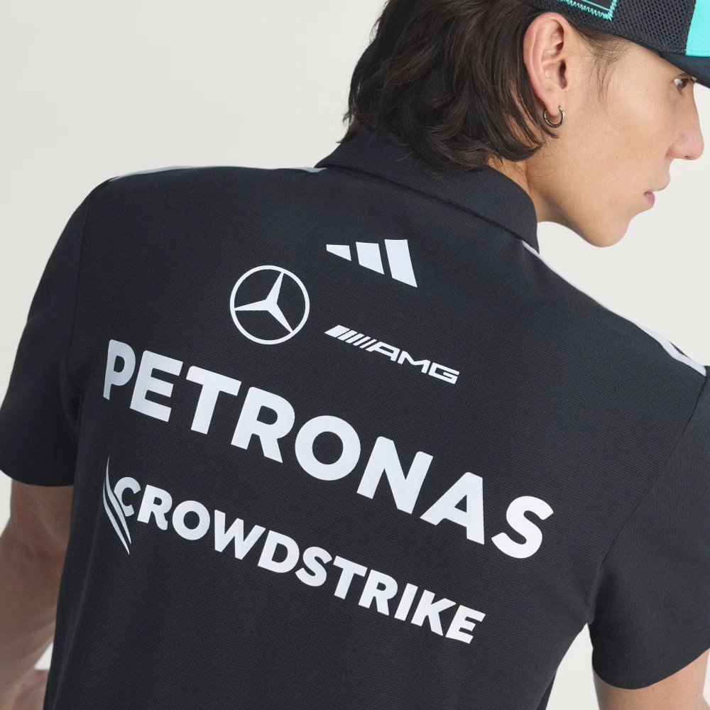 Polokošile Adidas - Mercedes AMG Petronas F1 černá s logy sponzorů - týmová edice - M