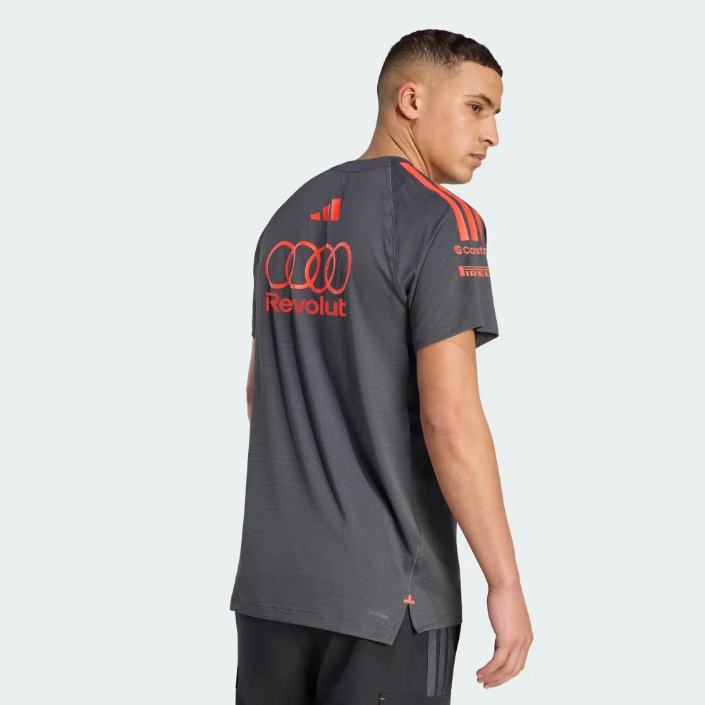 Tričko Audi Revolut F1 šedé s logy sponzorů x Adidas - týmová edice