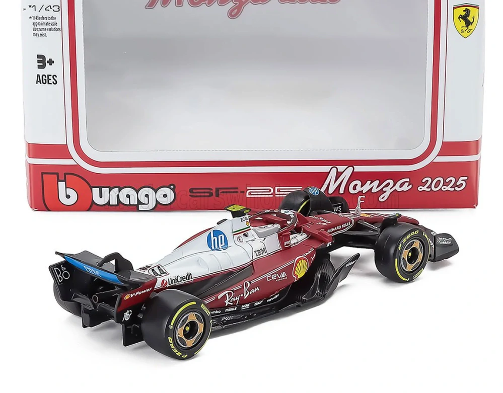 Model Scuderia Ferrari SF-25 BBurago #44 Lewis Hamilton Monza 2025 1:43