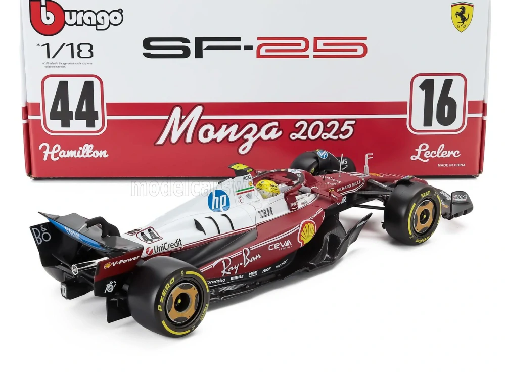 Model Scuderia Ferrari SF-25 BBurago #44 Lewis Hamilton Monza 1:18