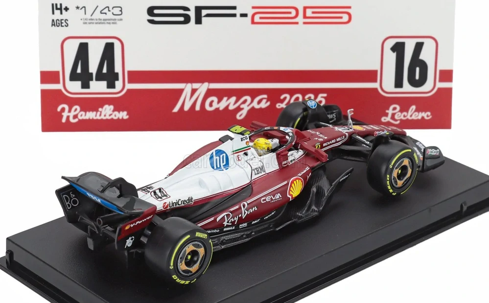 Model Scuderia Ferrari SF-25 BBurago #44 Lewis Hamilton Monza 2025 1:43 Signature
