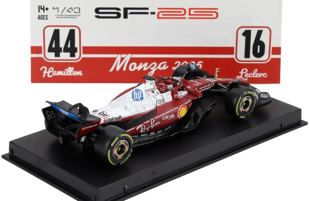 Model Scuderia Ferrari SF-25 BBurago #16 Charles Leclerc Monza 2025 1:43 Signature