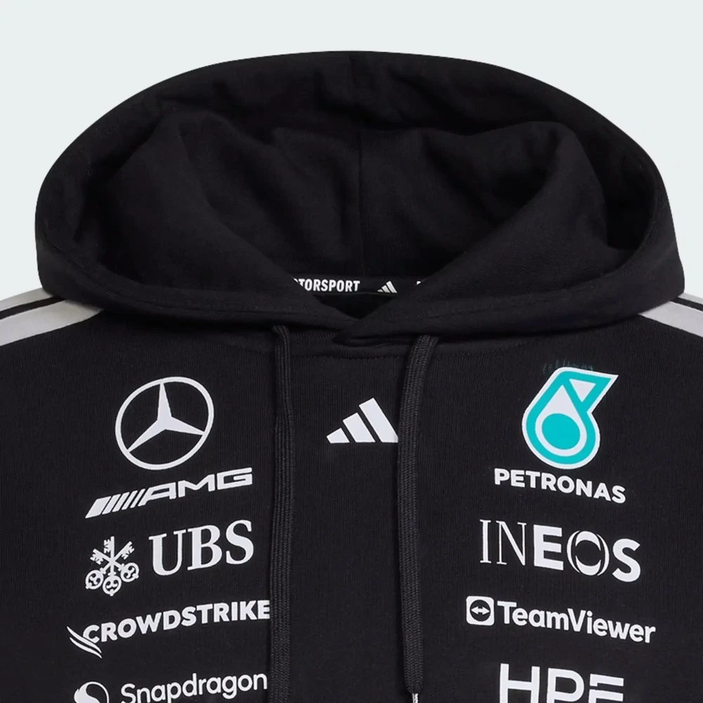 Mikina Adidas - Mercedes AMG Petronas F1 černá s logy sponzorů - týmová edice
