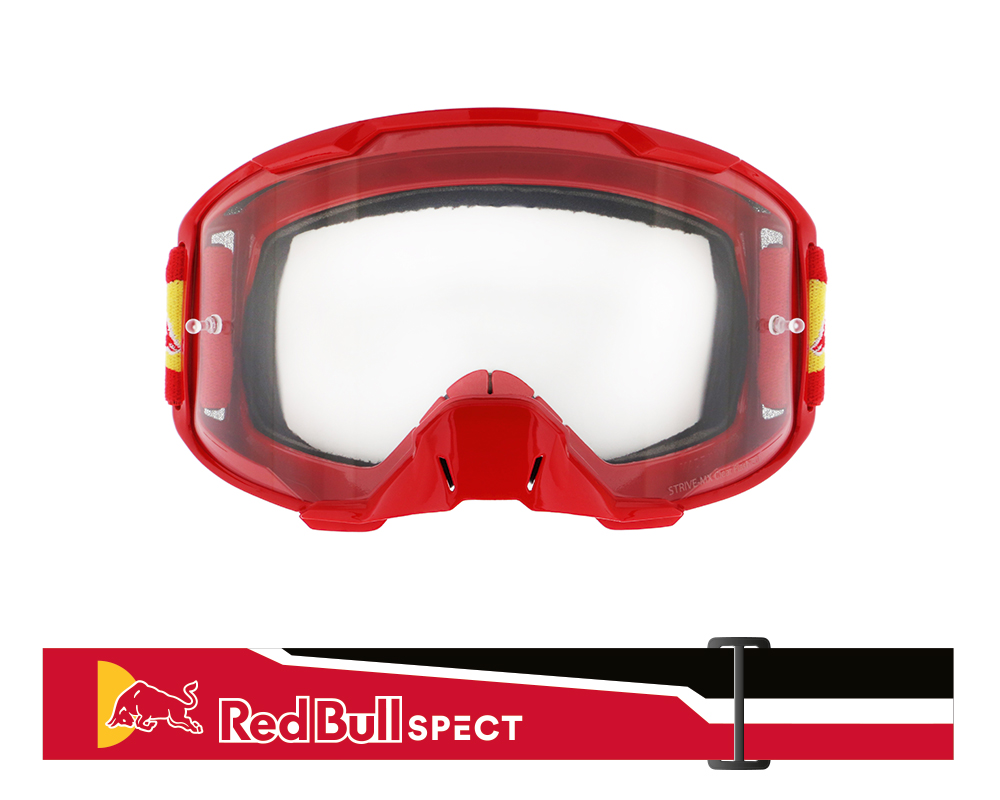 Red Bull Spect motokrosové brýle STRIVE červené s čirým sklem