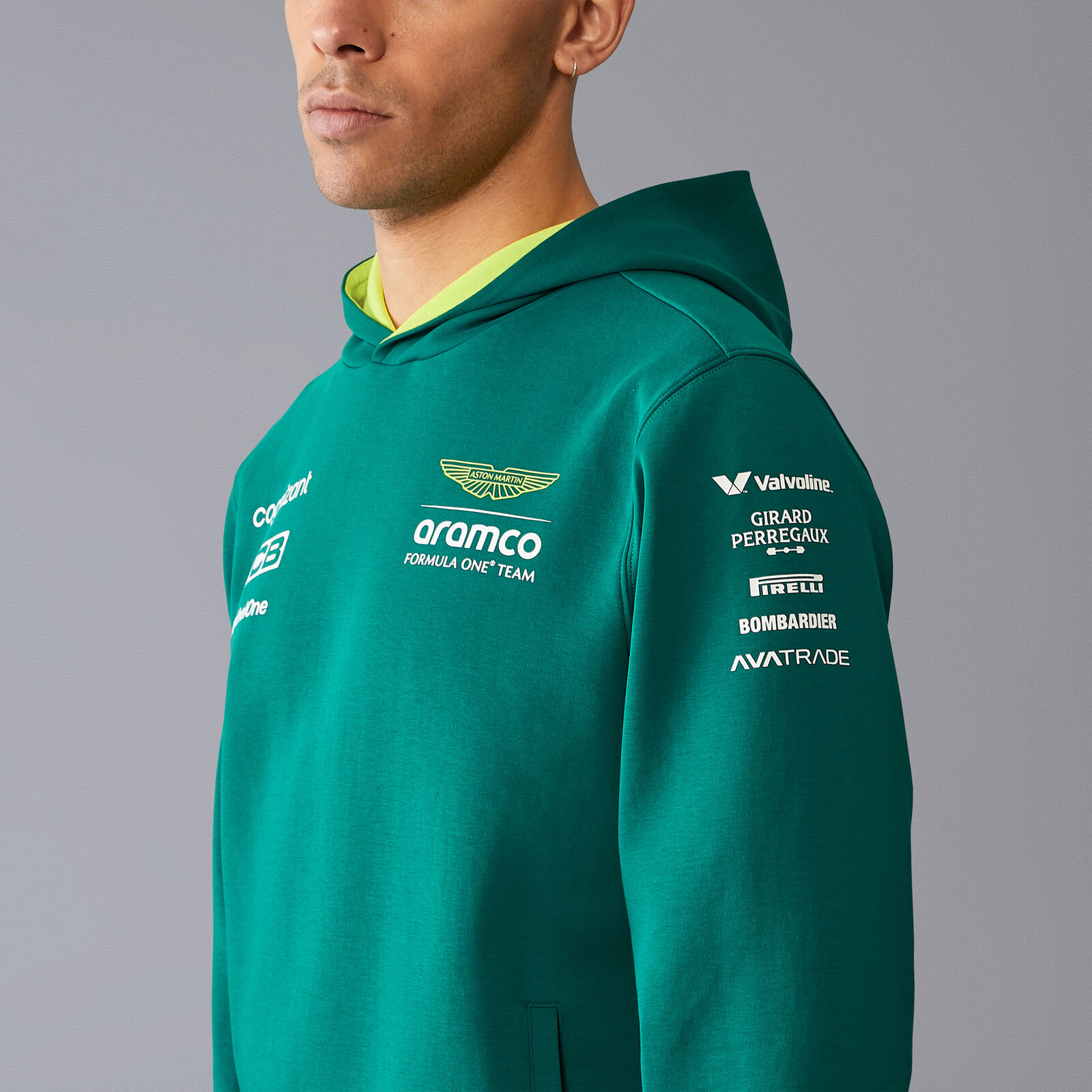 Týmová mikina s kapucí Aston Martin F1 Team zelená