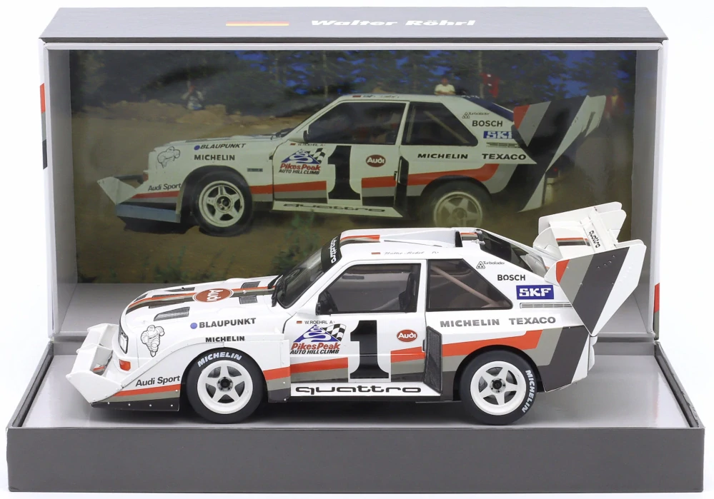 Model Audi Sport Quattro S1 #1 WALTHER ROHRL Winner Pikes Peak 1987 1:18