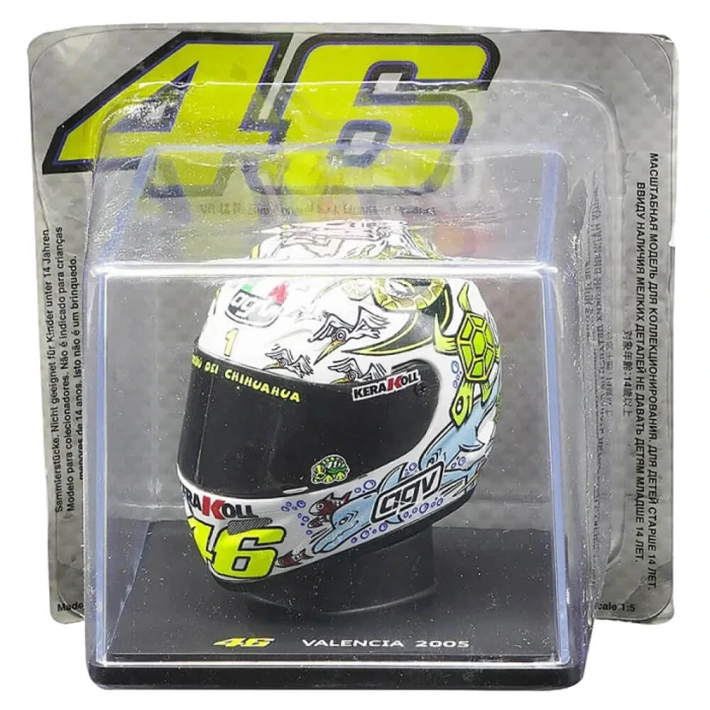 Model přilby Moto GP Valentino Rossi Valencia 2005 1:5
