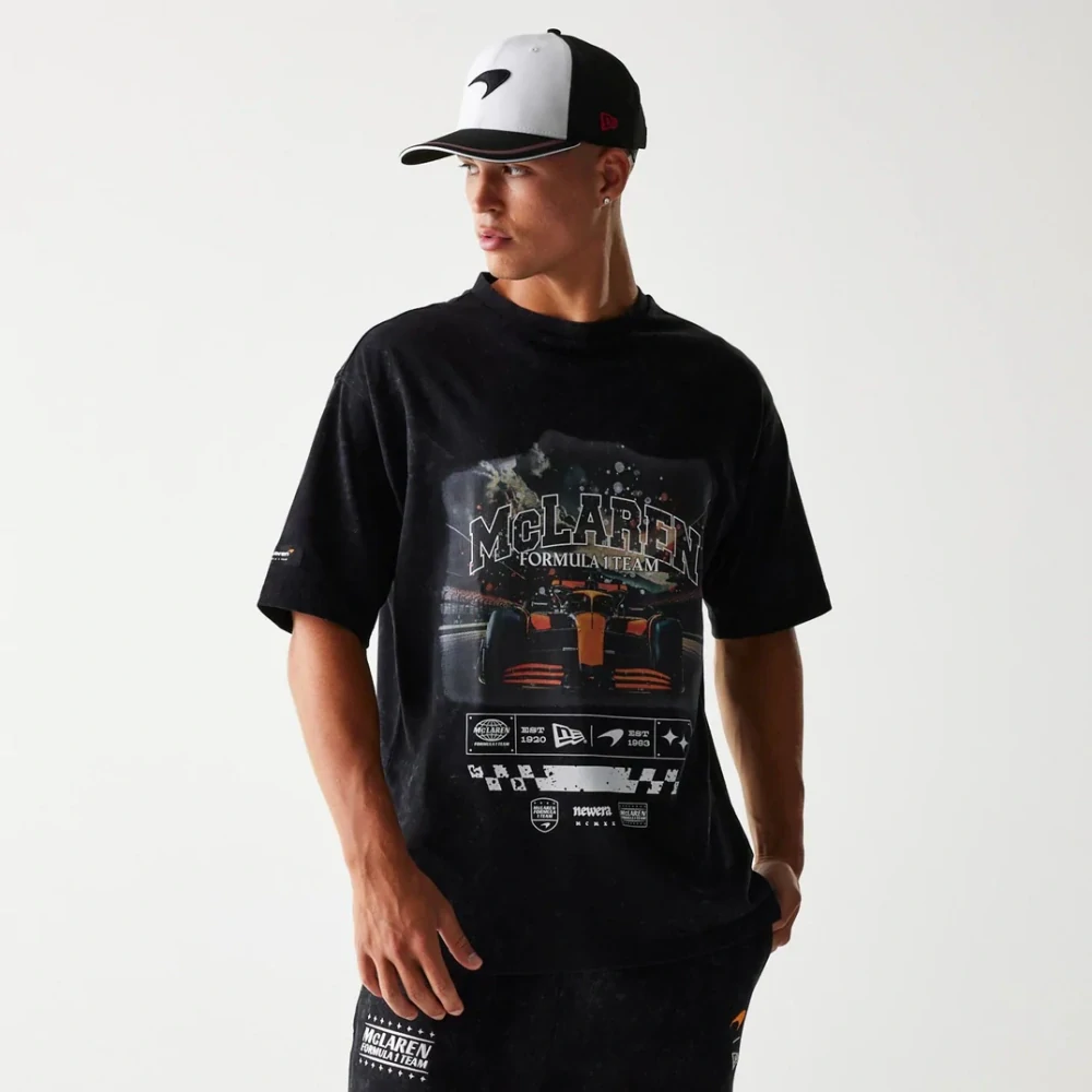 Volnočasové tričko McLaren F1 NE GRPHC černé washed - oversize