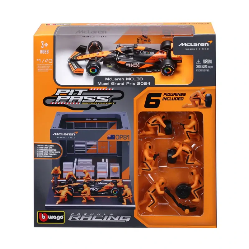 Model Bburago McLaren F1 1:43 Oscar Piastri s modelem boxu
