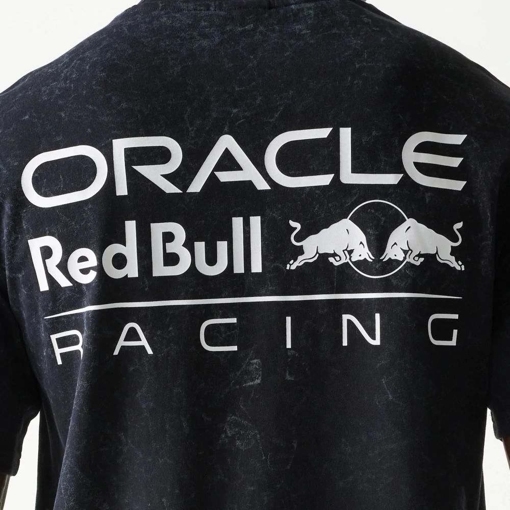 Volnočasové tričko Oracle Red Bull Racing NE LINEAR černé - oversize
