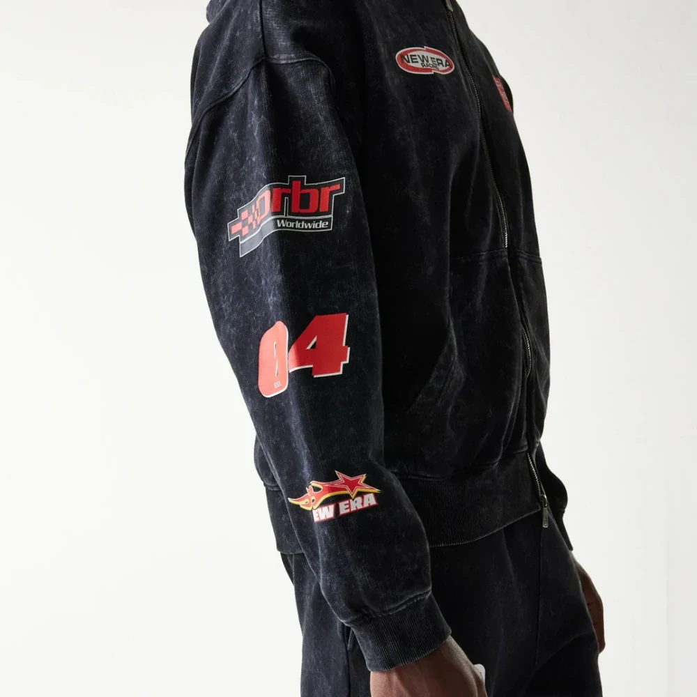 Mikina na zip Oracle Red Bull Racing NE LINEAR černá - oversize