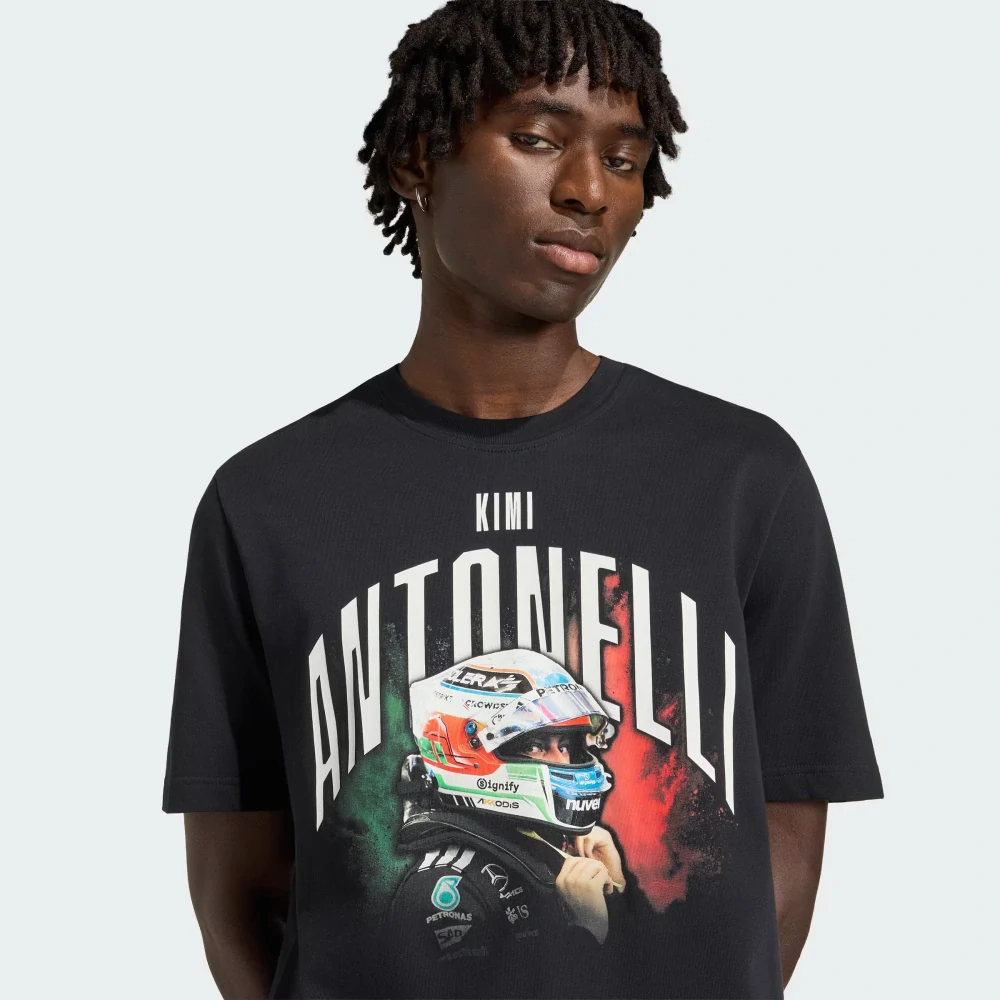 Tričko Adidas - Mercedes AMG Petronas F1 edice KIMI ANTONELLI černé GRAPHIC - S