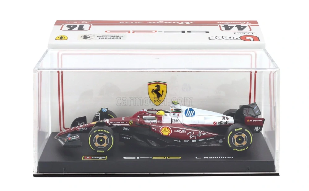 Model Scuderia Ferrari SF-25 BBurago #44 Lewis Hamilton Monza 2025 1:43 Signature