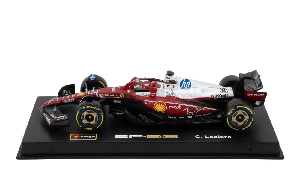 Model Scuderia Ferrari SF-25 BBurago #16 Charles Leclerc Monza 2025 1:43 Signature