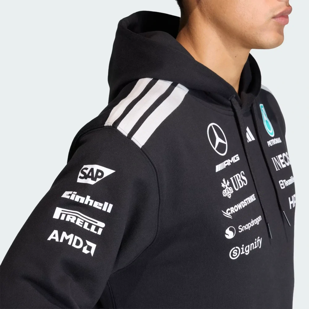 Mikina Adidas - Mercedes AMG Petronas F1 černá s logy sponzorů - týmová edice