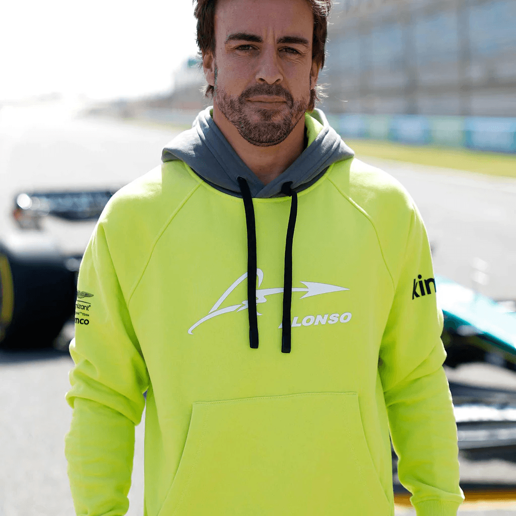 Mikina Fernando Alonso X Aston Martin volnočasová lime