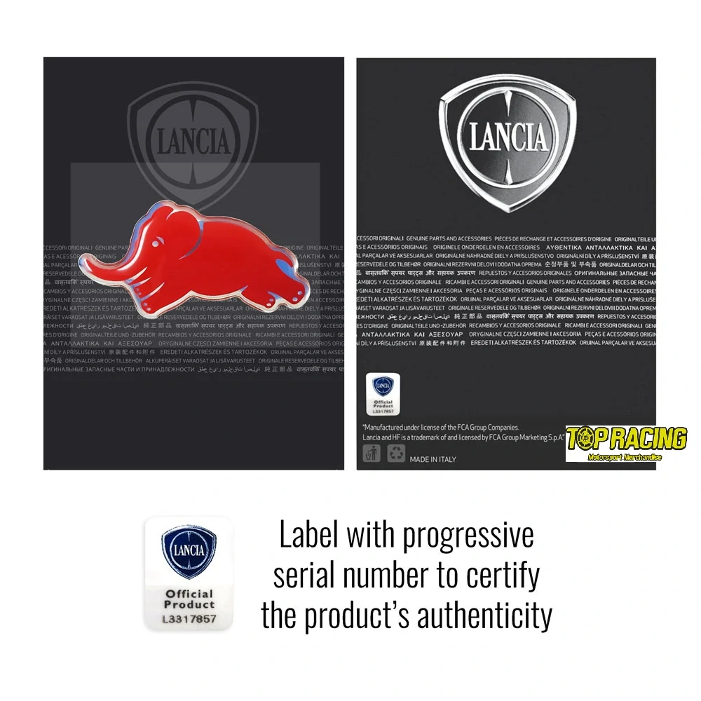 Lancia samolepka slon červená 3D