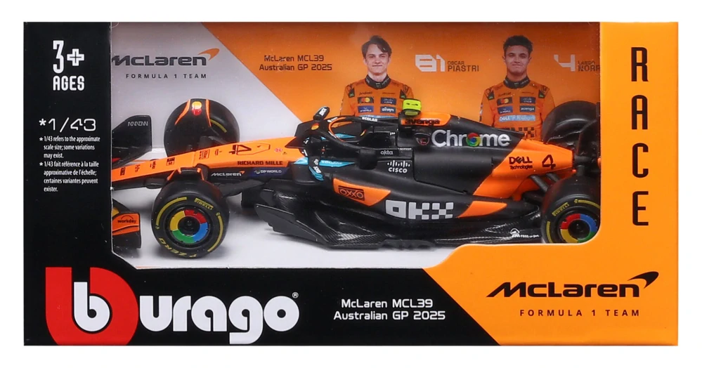 Model McLaren F1 MCL39 BBurago #4 Lando Norris 2025 1:43