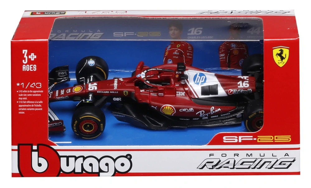 Model Scuderia Ferrari SF-25 BBurago #16 Charles Leclerc 2025 1:43