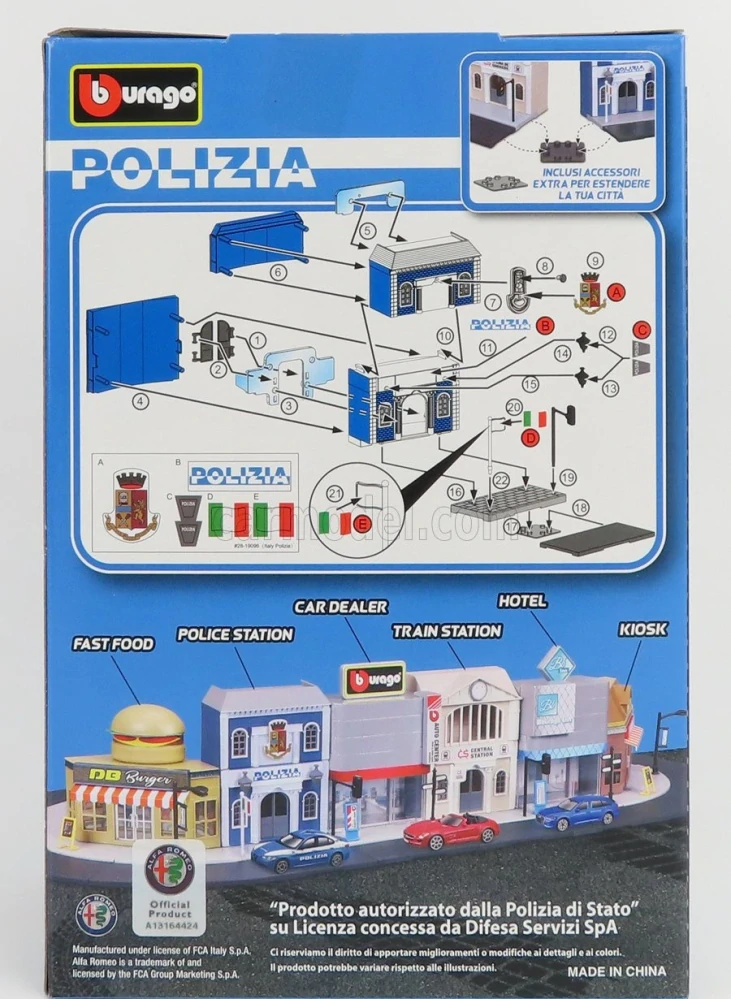 Model Alfa Romeo Giulia Polizia 1:43 + stavebnice policejní stanice