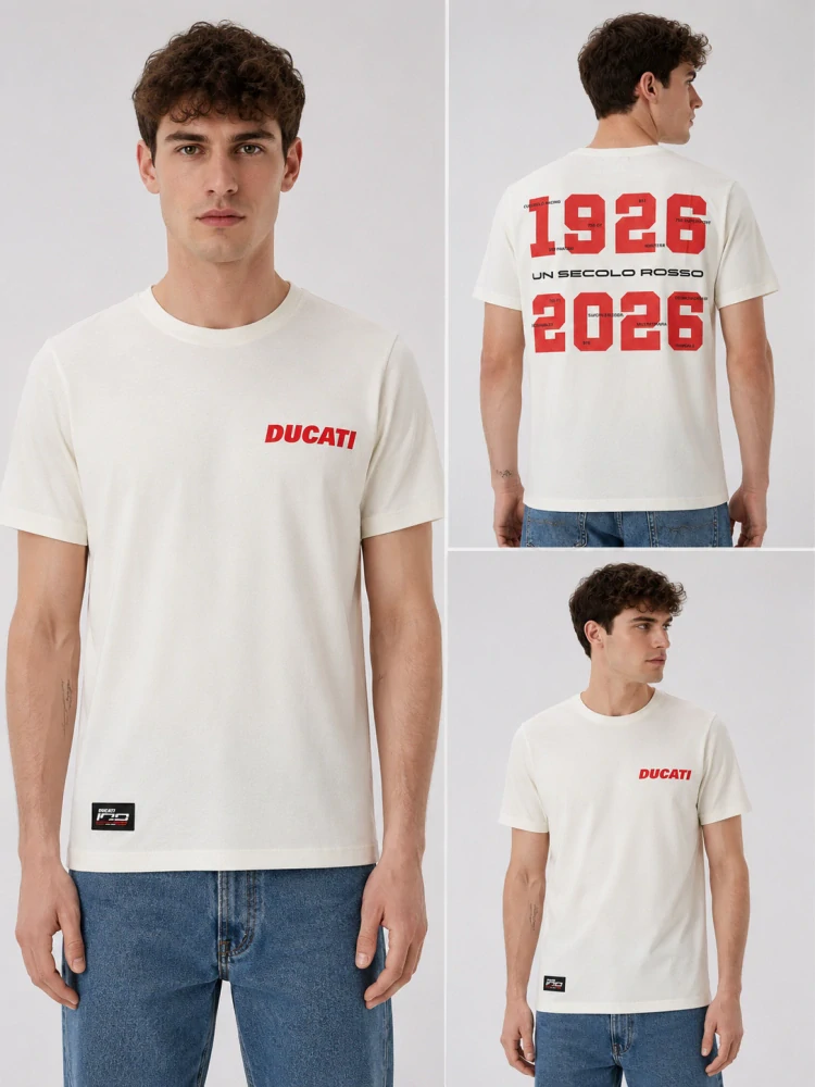 Pánské tričko Ducati Corse bílé - edice 100th years DUCATI
