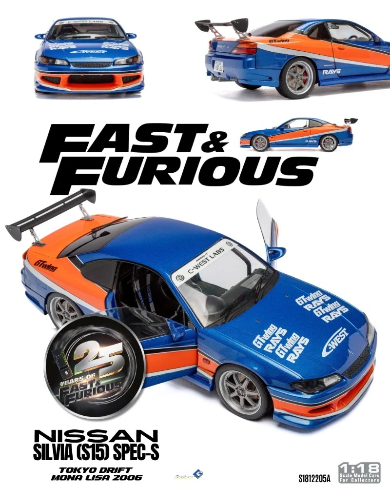 Model Rychle a Zběsile Nissan Silvia TOKYO DRIFT – MONA LISA – 2006 1:18
