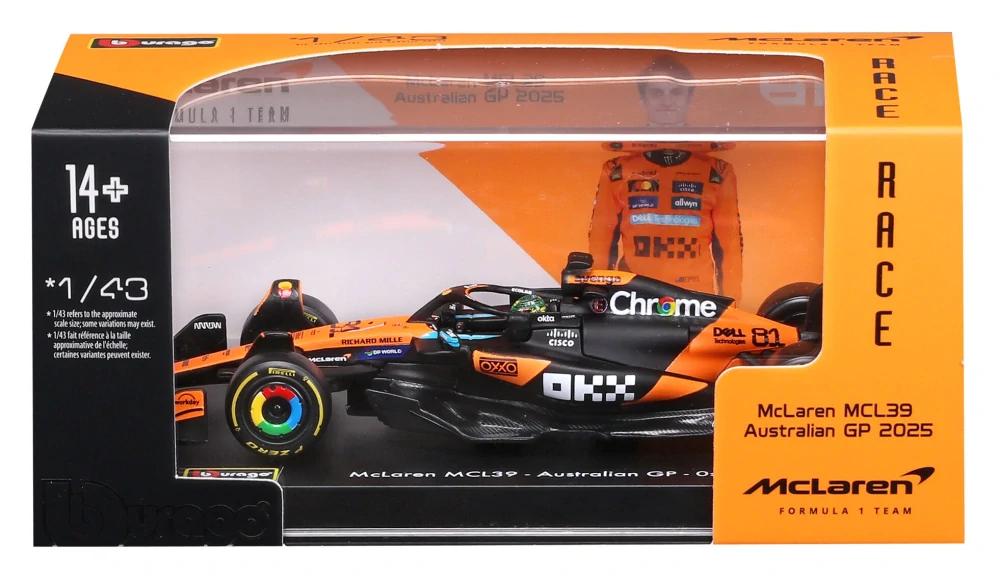 Model McLaren F1 MCL39 BBurago #81 Oscar Piastri 2025 1:43 Signature