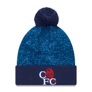 Zimní čepice CHELSEA RETRO modrá s bambulí