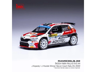 Model IXO Škoda Fabia Rally2 EVO, Barum Rallye Zlín, 2022, #4, Kopecký -Hloušek 1:43