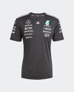 Týmové tričko Adidas - Mercedes AMG Petronas F1 černé s logy sponzorů