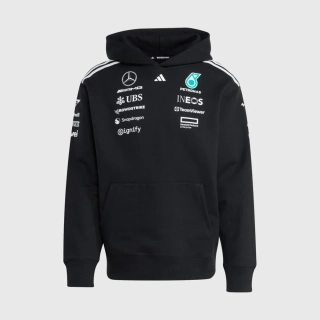 Týmová mikina Adidas - Mercedes AMG Petronas F1 černá s logy sponzorů