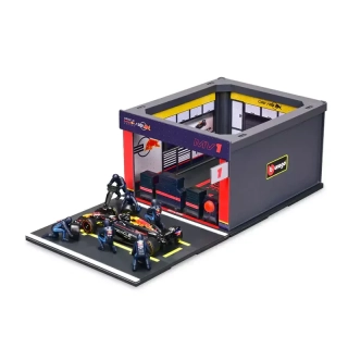 Model Bburago Red Bull F1 1:43 Max Verstappen s modelem boxu