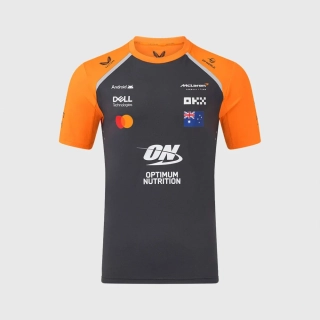 Týmové tričko McLaren F1 s logy sponzorů - Oscar Piastri tmavě šedé