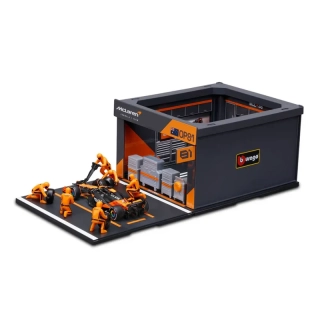 Model Bburago McLaren F1 1:43 Oscar Piastri s modelem boxu